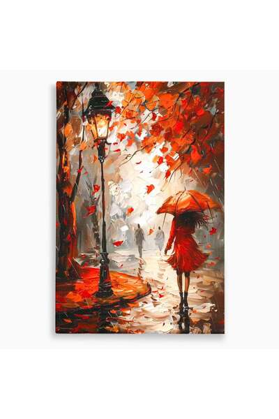 Luxcanva Tablou Canvas Plimbare De Toamna 50x70 cm pe Sasiu Lemn Toamna Umbre...