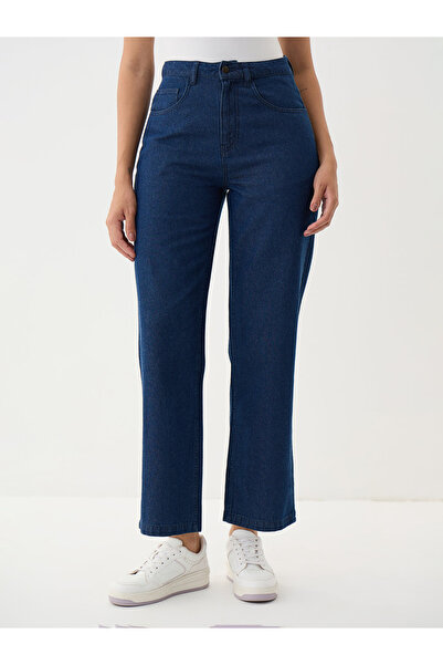 Femmella By Styli Navy Blue Mid-Rise Straight Jeans