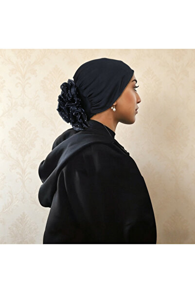 Take Two By Styli Black Pleated Head Wrap Turban