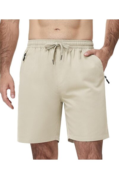 Zoofly Mens Casual Shorts Zipper Pockets Elastic Waist with Drawstring Classi...