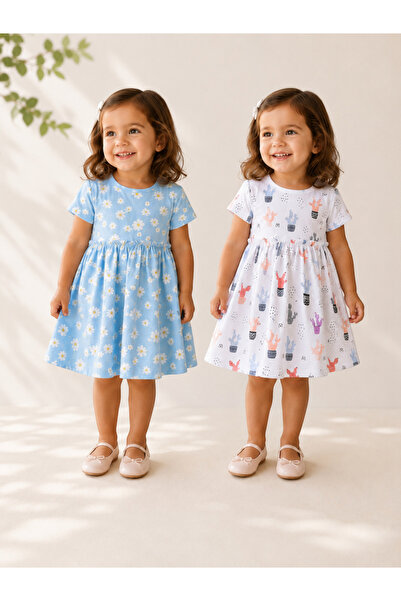 Victor and Jane By Styli Toddler Girls Cotton Floral and Cactus Print Dresses...