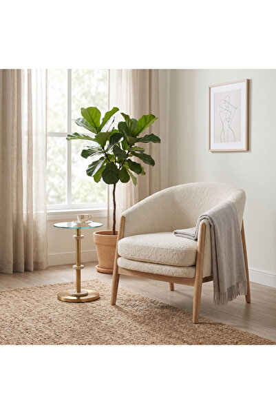 Ebticar Modern Chic Design Tempered Glass Round End Table - Gold