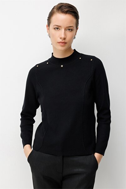 ON Women's Staple Detailed Stitched Knitwear Sweater 10349 Black