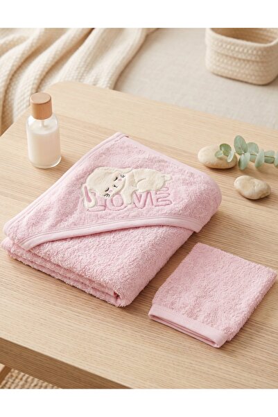 MiniKids Prosop de baie, iepure LOVE, roz