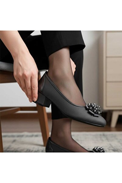 mikay shoes Kadın Işıltılı Kristal Taş Broşlu Ev Gezmesi & Dış Mekan Konforlu...