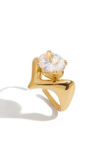 Peach Jewelry Κομψό Γεωμετρικό Δαχτυλίδι με Ζιργκόν, σε Χρυσό Χρώμα, από Ανοξ...