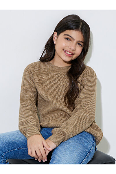 Styli Teen Girls Beige Round neck Knit Jumper