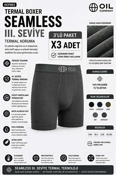 OIL COMPANY Thermal Anthracite 3-Piece Boxer Seamless 3. Level