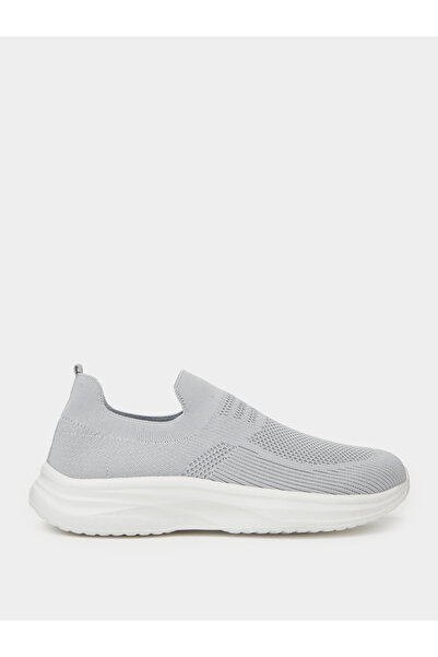 Styli Grey Knit Slip-On Casual Sneakers