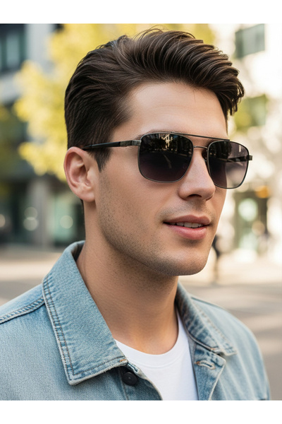Take Two By Styli Silver Square Aviator Sunglasses