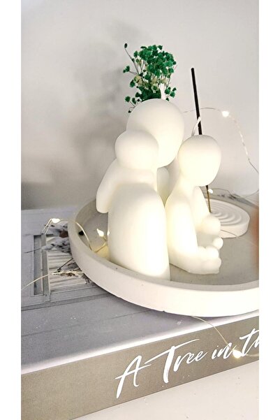Pura Design Aile Mum Organizer Tabak Beton Mum ve Tütsülük Dekoratif Set