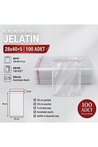 Bantlı Jelatin 28x40+5 cm (100 Adet) - Yüksek Kalite