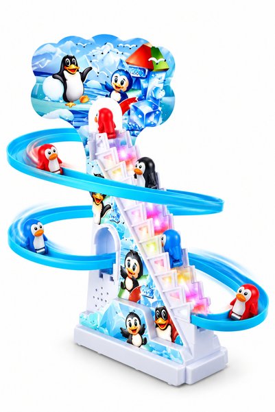 craftivio Kayan Penguenler Işıklı ve Müzikli Eğlenceli Kaydırak Seti Pilli Oy...