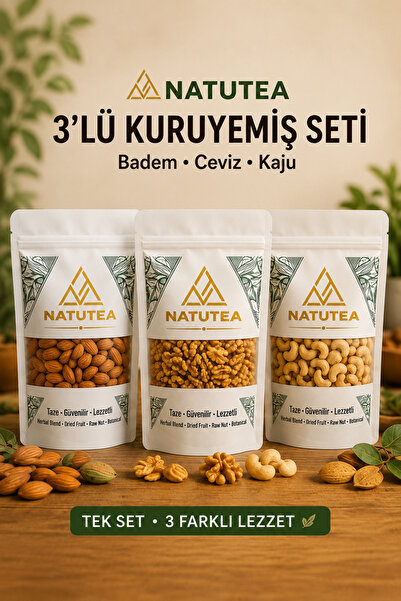 Natutea Çiğ Kuruyemiş Seti – Çiğ Badem, Çiğ Kaju ve Çiğ Ceviz İçi – 300 g