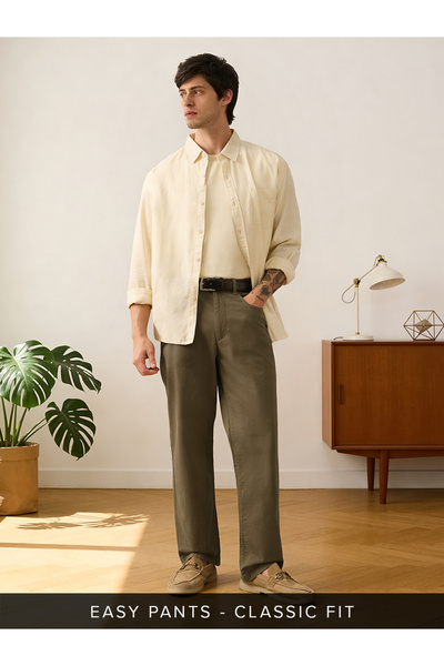 The Souled Store By Styli Men Khaki Classic Fit Trousers