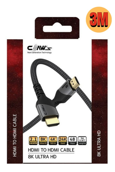 Claw's 8k UHD HDMI 2.1 48 Gbps / 24K Gold / Alüminyum Gövdeli 8k 60Hz-4K 120H...