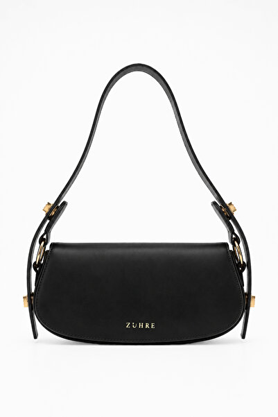 Zühre Baguette Black Bag with Buckle Closure 0068