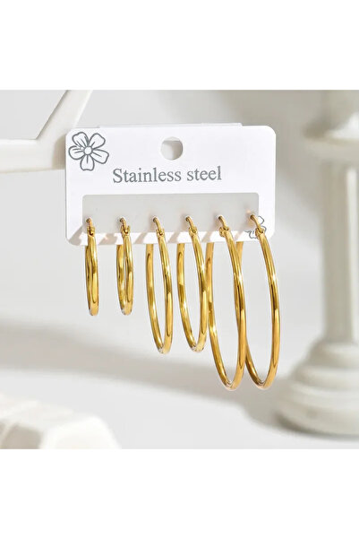 Peach Jewelry Σετ Σκουλαρίκια Κομψού Στυλ, Στρογγυλά, από Χρυσό Ανοξείδωτο Ατ...