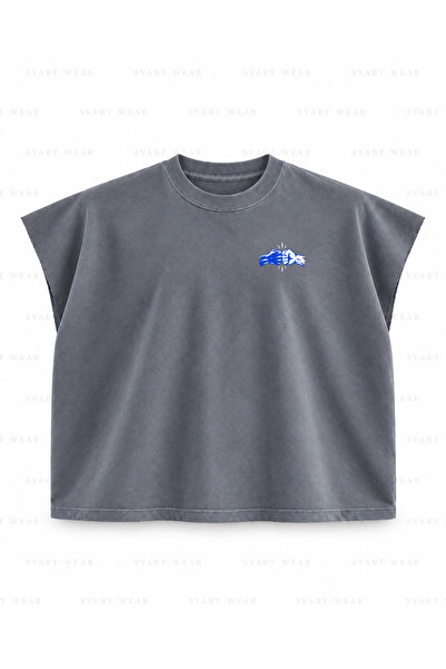 SVART WEAR Μπλουζάκι γυμναστικής χωρίς μανίκια με στάμπα Group Training - Ανθ...