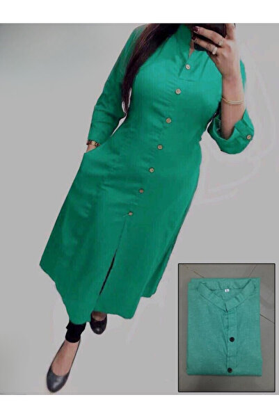 MYSMAR Green Faux Georgette Mirror Work Anarkali Gown - NJF8475 | Green-Size:...