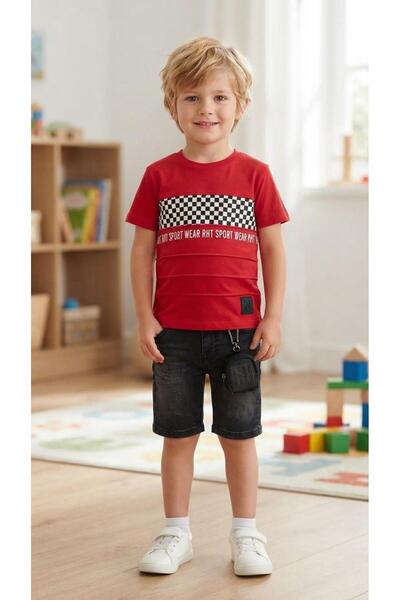Sinem Çeyiz Rht 2311 Boy's Denim Shorts Set'With Wallet and Necklace as a Gift'