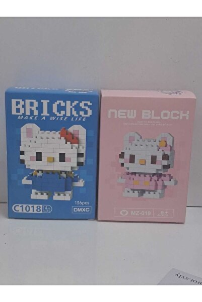 renkli outlet hello kitty pembe ve mavi mini blok 2li