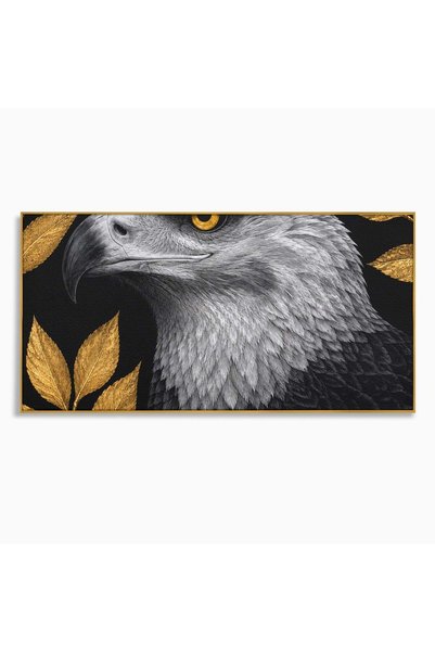 Luxcanva Tablou Canvas Vultur Regal 140x70 cm cu Rama Auriu Vultur Natura Ele...