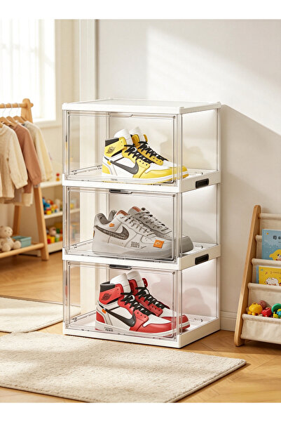 Generic Installation-free multi-layer shoe storage box - transparent visible ...