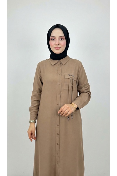 GARDROP GİYİM KUŞ GÖZÜ VE BAĞCIK DETAYŞI RAHAT KESİM TUNİK