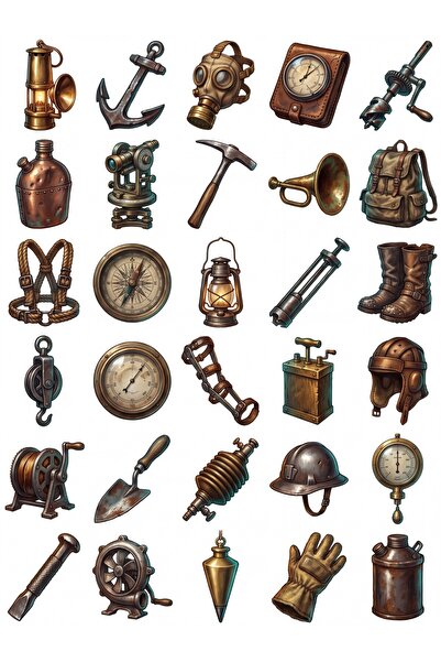 dekorif 30 Pieces Retro Underground Exploration Sticker Set - Laptop, Noteboo...