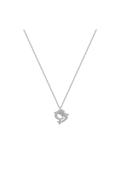 Peach Jewelry Κολιέ από ασήμι 925 με δελφίνια
