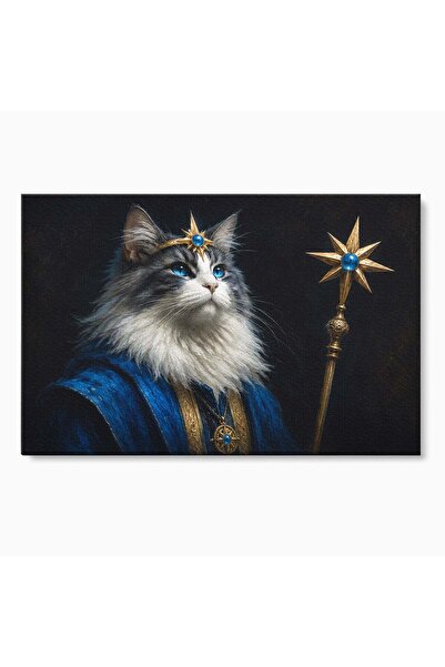 Luxcanva Tablou Canvas Pisica Magica 70x50 cm pe Sasiu Lemn Pisica Magie Portret