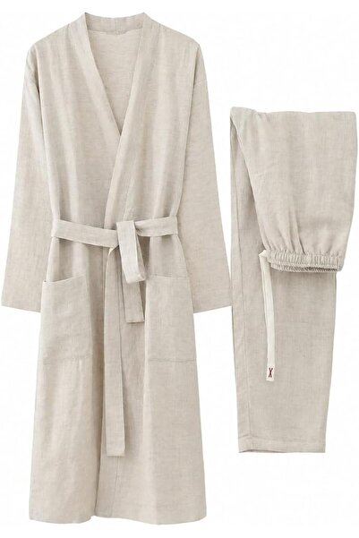 GENERAL Premium Tencel Linen Bathrobe Set for Women & Men, Soft Breathable Ki...