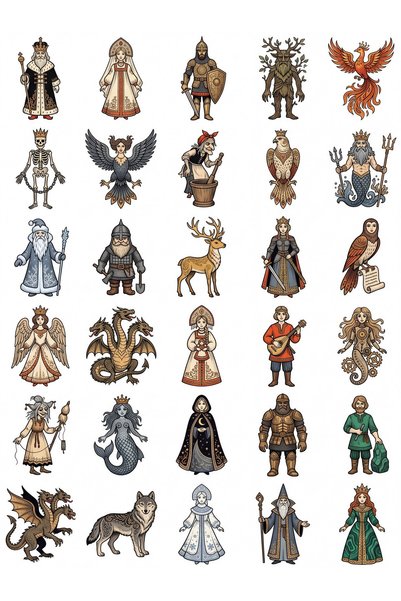Dekorif 30 Pieces of Fairy Tale Puppets Sticker Set - for Laptop, Agenda, Notebook