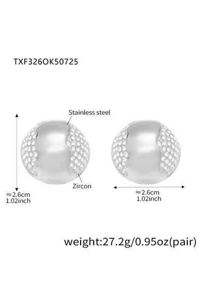 Peach Jewelry Σκουλαρίκια από ανοξείδωτο ατσάλι, κομψού στυλ, με ζιργκόν, επι...
