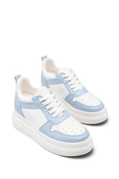 Riccon Mira Alba 8 cm Hidden Heeled Women's Sneaker 0012502 White Blue Skin