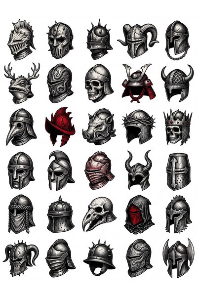 Dekorif 30 Piece Gothic War Helmet Sticker Set - for Laptop, Helmet, Notebook