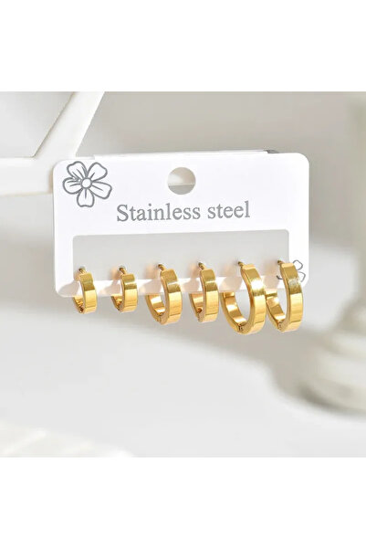 Peach Jewelry Κομψό Σετ Χρυσών Σκουλαρικιών Κρίκων από Ανοξείδωτο Ατσάλι 316