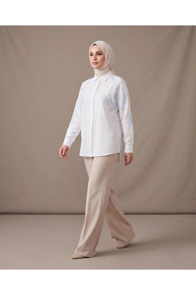 BURRASCA Embroidered Oversized Linen Shirt