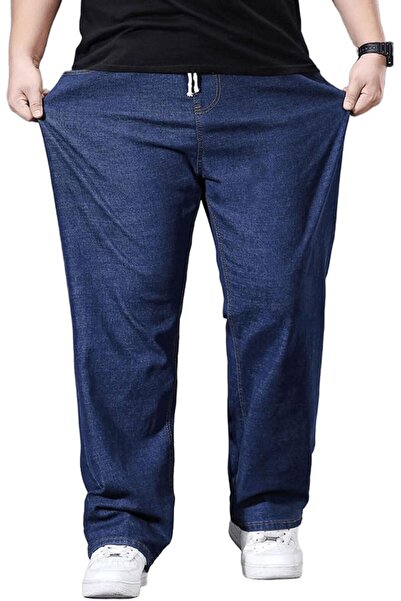 GENERAL Plus Size Baggy Jeans for Men Elastic Waist Pull On Denim Pants Draws...