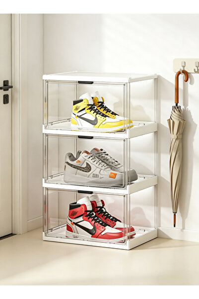 Generic Installation-free multi-layer shoe storage box - transparent visible ...