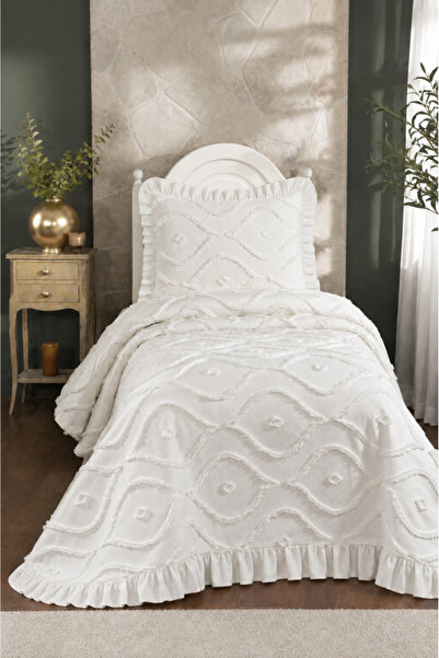 Çeyiz Diyarı Ruffle Pirot 2 Piece Single Pique Set Cream