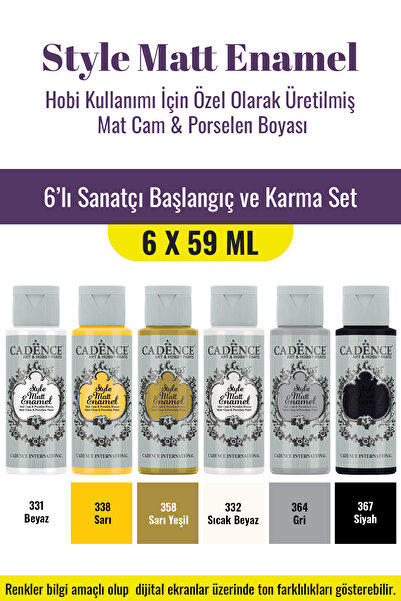 Cadence Boya 6X59ML Enamel Mat Cam Porselen Boyası - Sanatçı Başlangıç ve Karma Set