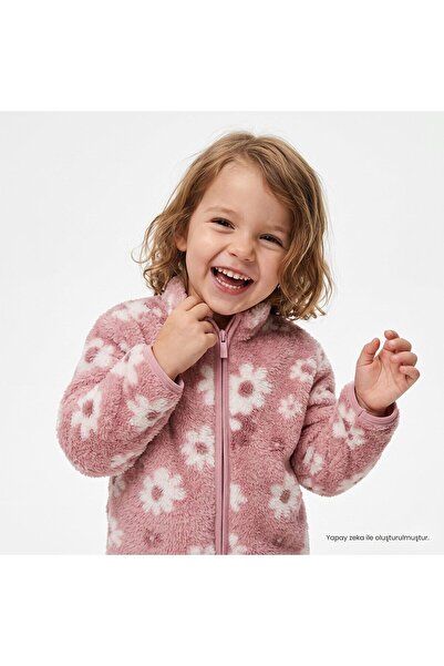 ebebek Hello Baby HelloBaby Kız Bebek Welsoft Hırka Çiçek Baskılı Fermuarlı D...