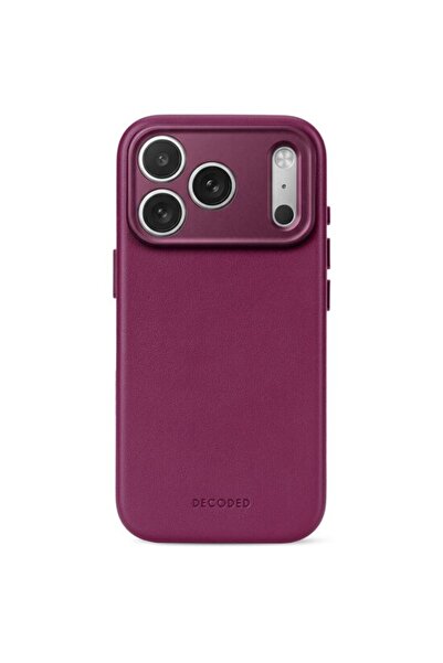 decoded Husă din piele compatibilă MagSafe pentru iPhone 18 Pro, Aubergine