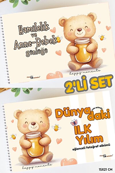 Lodos 2'Lİ SET Anı Defteri (Cute Animals Hamilelik ve Anne Bebek Anı Günlüğü)...