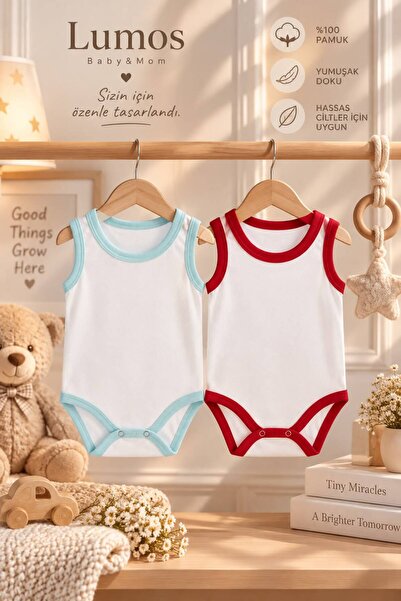 Lumos Trade 2-Piece Baby Strap Bodysuit Set, 100% Cotton, Breathable, Soft Fa...