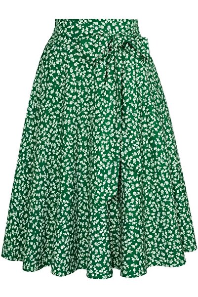 OtherMax Fustă Damă Vintage Clos cu Fundă Verde XXL — fustă cu flori, haine r...