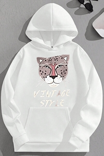K KOZZ STYLE هوديي من القطن بثلاثة خيوط للجنسين باللون الأبيض بتصميم عتيق وطب...