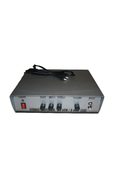 OEM Amplificator 2 x 60 W, model carcasă metalică vintage, produs romanesc